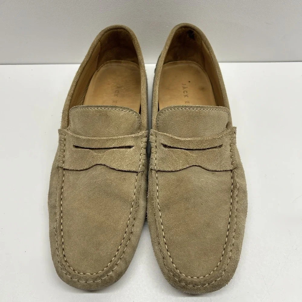 Jack Erwin Parker Penny Driving Loafers Men's Size 8 Classic Shoes Beige Suede